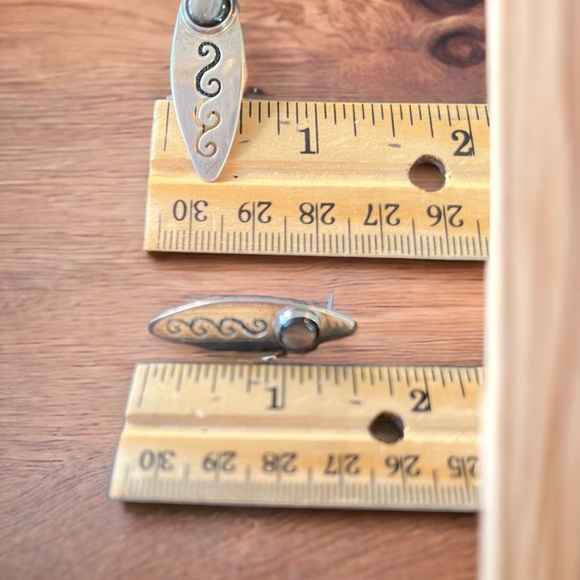 Vintage Sterling Silver Smokey Quartz Signed Post Earrings - Picture 6 of 9